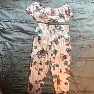 2 piece crop top and matching floral pant
